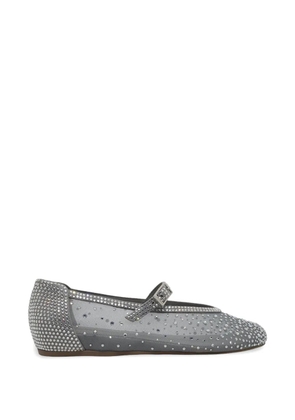 Le Silla Gilda crystal-embellished mesh ballet flats - Grey