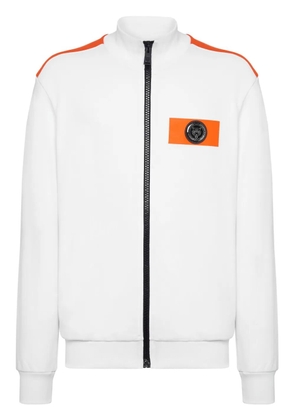 Plein Sport logo-patch zip-up jacket - White