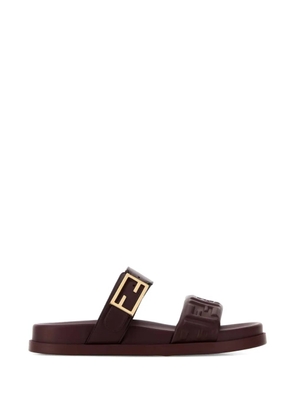 FENDI Feel embossed leather sandals - Red