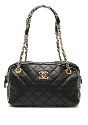 CHANEL Pre-Owned 2010-2011 CC Quilted Lambskin Tweedy Bowler Bag shoulder bag - Black