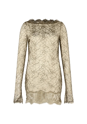 Roberto Cavalli lace-embroidered semi-sheer mini dress - Black