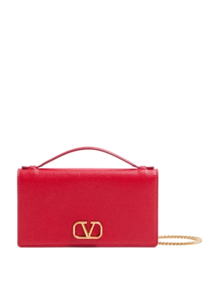 Valentino Garavani VLogo Signature grainy calfskin wallet with chain - Red