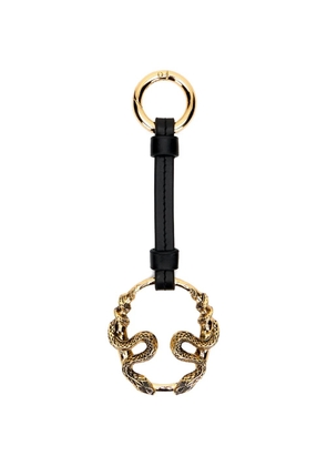 Roberto Cavalli snake-motif leather keyring - Gold
