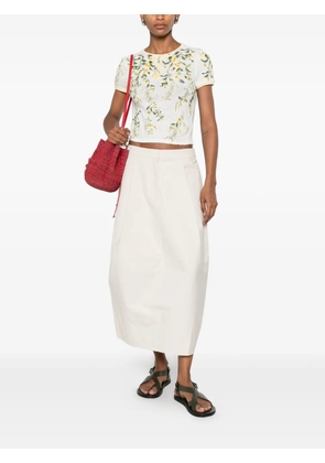alice + olivia Cindy floral-embroidered T-shirt - Neutrals