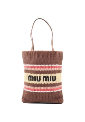 Miu Miu Pre-Owned Tessuto Stripes crochet tote bag - Brown
