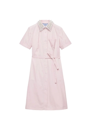 Prada embroidered poplin shirt dress - Pink
