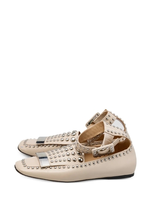 Sergio Rossi studded ankle-cuff ballet flats - Neutrals
