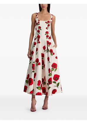 alice + olivia Adley floral-print pleated dress - White