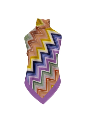 Missoni zigzag-print halterneck cotton blouse - Purple