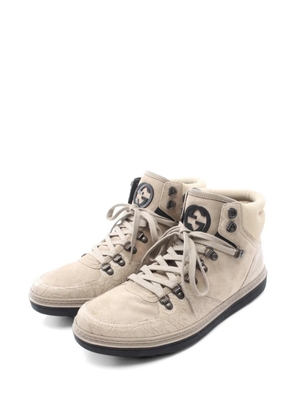 Gucci Pre-Owned 2020s Interlocking-G croc-embossed sneakers - Neutrals