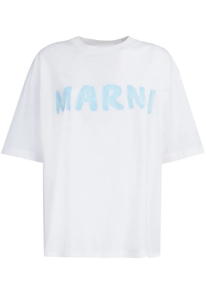 Marni logo-stamp cotton T-shirt - White