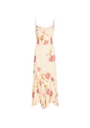 Reformation Aiko floral-print pleated midi dress - Neutrals