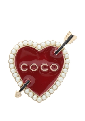 CHANEL Pre-Owned 1986-1988 COCO heart pin brooch - Gold