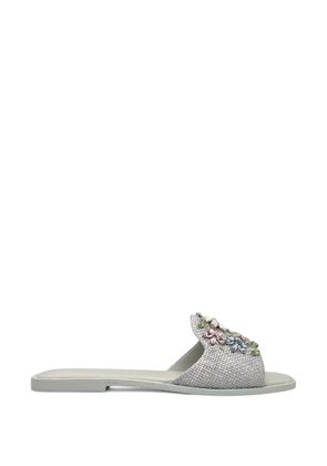Le Silla crystal-embellished woven sandals - Grey