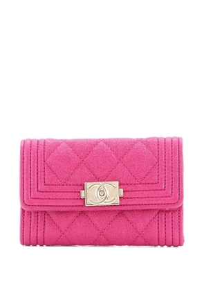 CHANEL Pre-Owned Boy Flap Case Quilted Caviar card holder - Pink