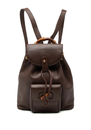 Gucci Pre-Owned 20th Century Calfskin Bamboo Drawstring backpack - Brown