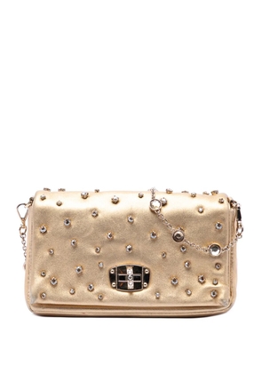 Miu Miu Pre-Owned 2010-2026 Metallic Nappa Strass Studded Flap crossbody bag - Gold