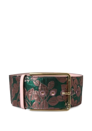 Dolce & Gabbana floral-jacquard metallic-finish belt - Green