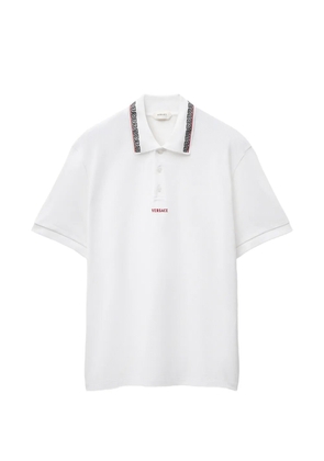 Versace embroidered-logo cotton piqué polo shirt - White