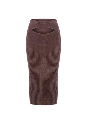 ANDREĀDAMO ribbed pencil midi skirt - Brown