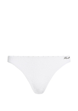 Karl Lagerfeld textured pearl-embellished bikini bottoms - White