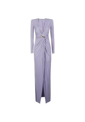Elisabetta Franchi Red Carpet ruched logo-plaque dress - Purple