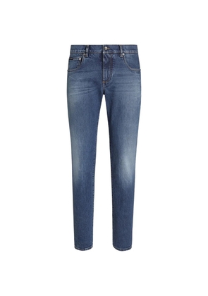 Dolce & Gabbana logo-patch straight jeans - Blue