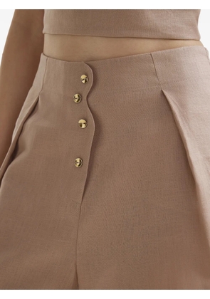 Mia Peculiar wave-design pleated shorts - Neutrals