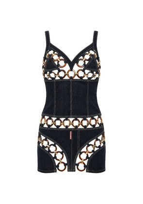 DSQUARED2 cut-out ring-embellished mini dress - Blue