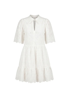 BOSS broderie anglaise tiered mini dress - White