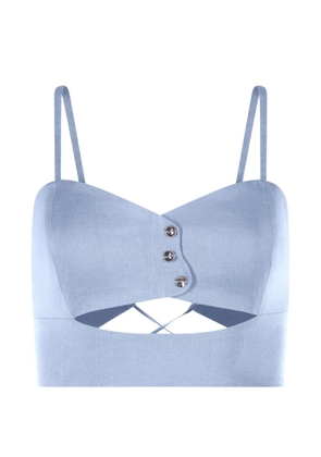 Mia Peculiar Wave linen corset top - Blue
