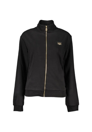 Cavalli Class floral-print zip-up cotton sweatshirt - Black