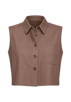 HEVRON Katja woven cropped top - Brown