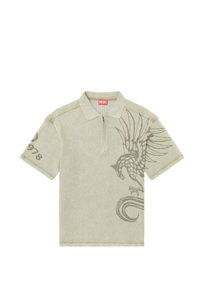 Diesel jacquard-knit quarter-zip cotton polo shirt - Neutrals