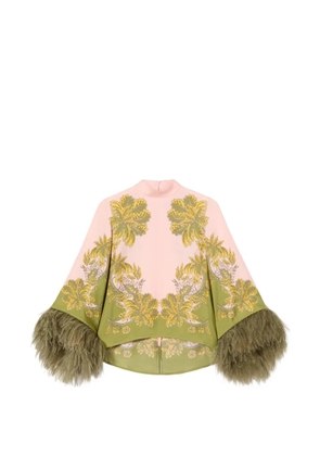 La DoubleJ Swathe Placée pink in silk twill with feathers Make An Exit top