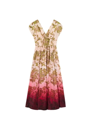 La DoubleJ Oasis Ombré Placée Geen & Red in crepe de chine Waldorf dress - Neutrals