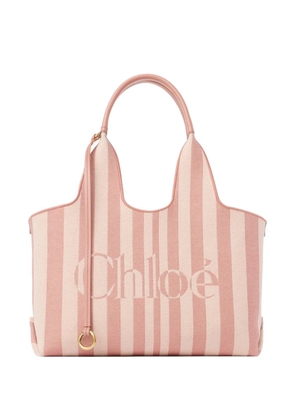 Chloé Stripy logo-print striped tote bag - Pink