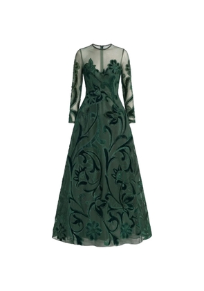 Gemy Maalouf embroidered velvet-appliqué dress - Green