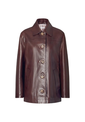 Thom Browne Dockside leather coat - Red