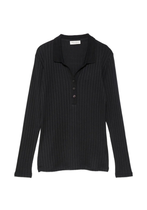 Marc O'Polo ribbed-knit long-sleeve polo top - Blue