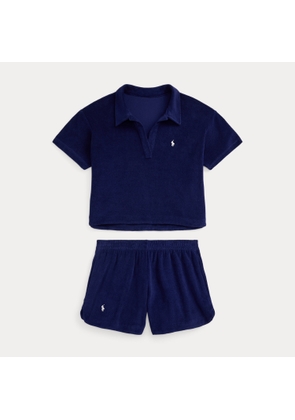 Terry Polo Shirt and Short Cover-Up Set