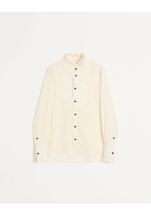 Valentino Cotton Poplin Shirt With Plastron And Ruffles Man CREAM 38
