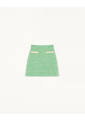 Valentino Houndstooth Tweed Skirt Woman GREEN/BIRCH 36