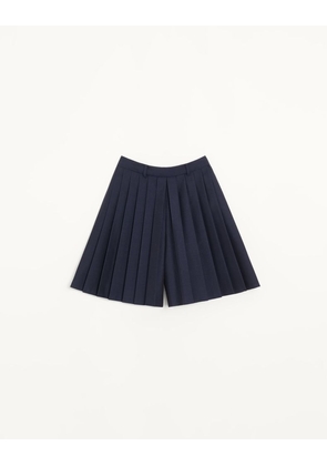 Valentino Pleated Wool-Mohair Culottes Woman NAVY 36