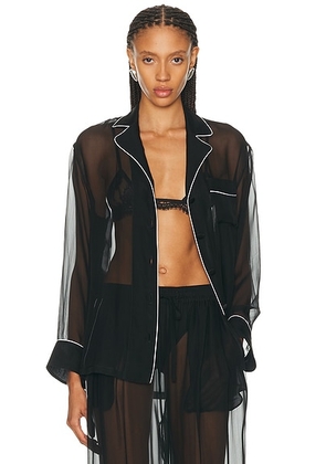 Dolce & Gabbana Sheer Button Up Top in Black - Black. Size 42 (also in 36).