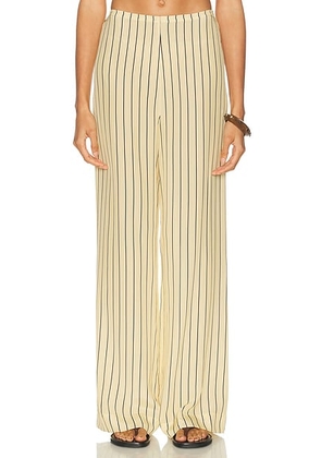 Staud Stroll Silk Pant in Monday Stripe - Yellow. Size S (also in XS, M, L).