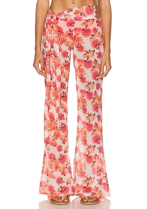 Bananhot Bowie Pant in Romantic Flowers - Red. Size XL (also in XS, S, M, L).