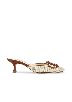 Manolo Blahnik Maysalebi 50 Mule Heel in Medium Brown - Brown. Size 38.5 (also in 36.5, 37, 37.5, 38, 39, 39.5, 40, 41).