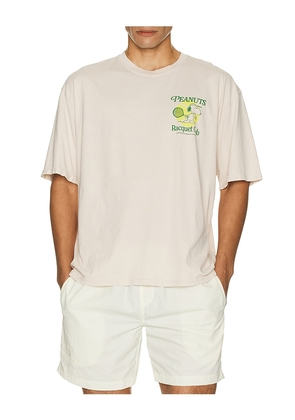 Junk Food Peanuts Racquet Club Oversized Tee in Metallic Copper. Size S/M. Also in L/XL.