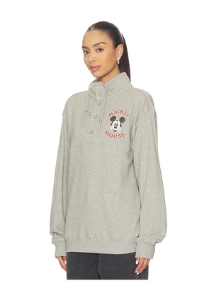Junk Food Mickey Mouse Fleece Yoke Sweatshirt in Grey. Size M. Also in S, L, XL/1X.